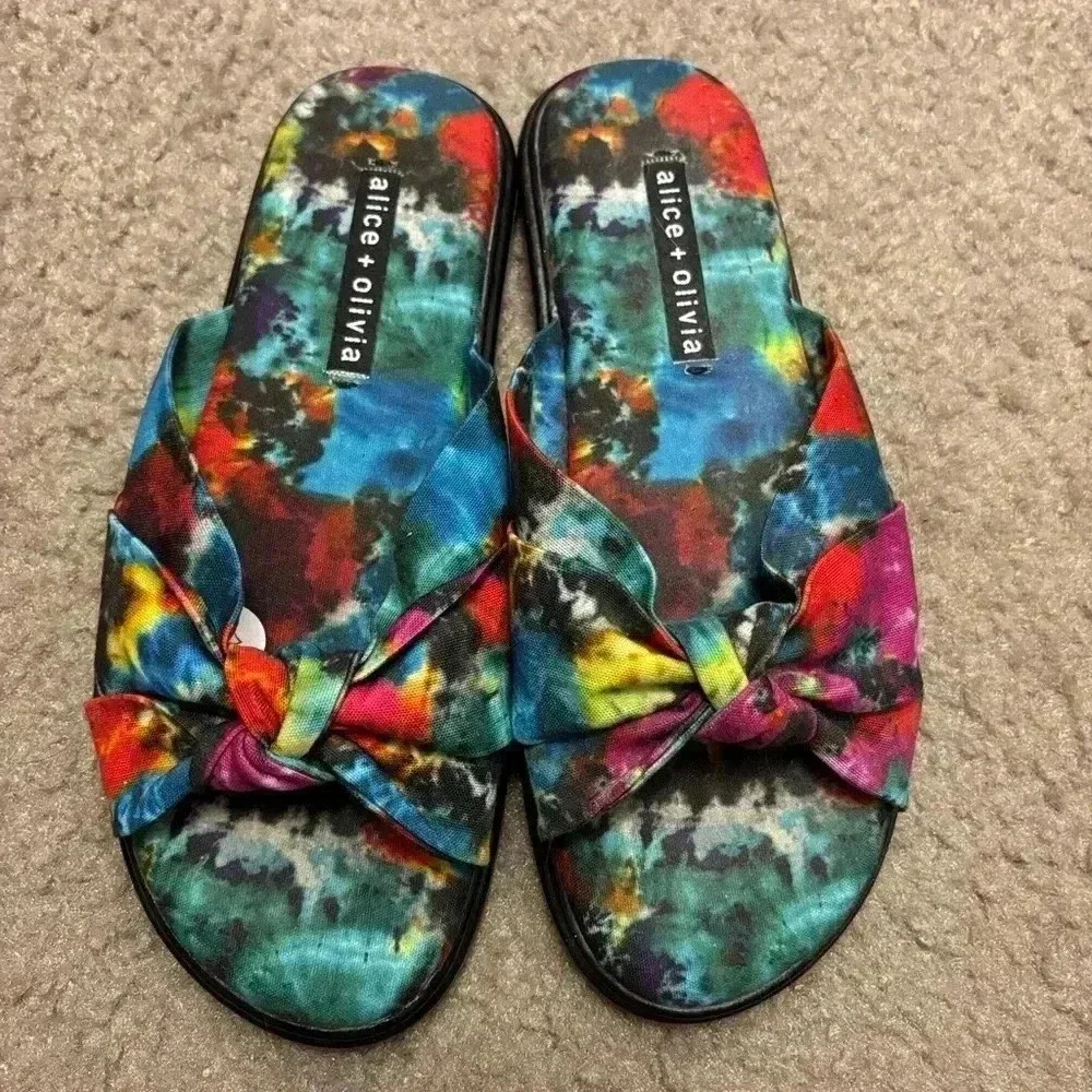 Alice + Olivia Pabla Knotted Tie Dye Cotton Sandals